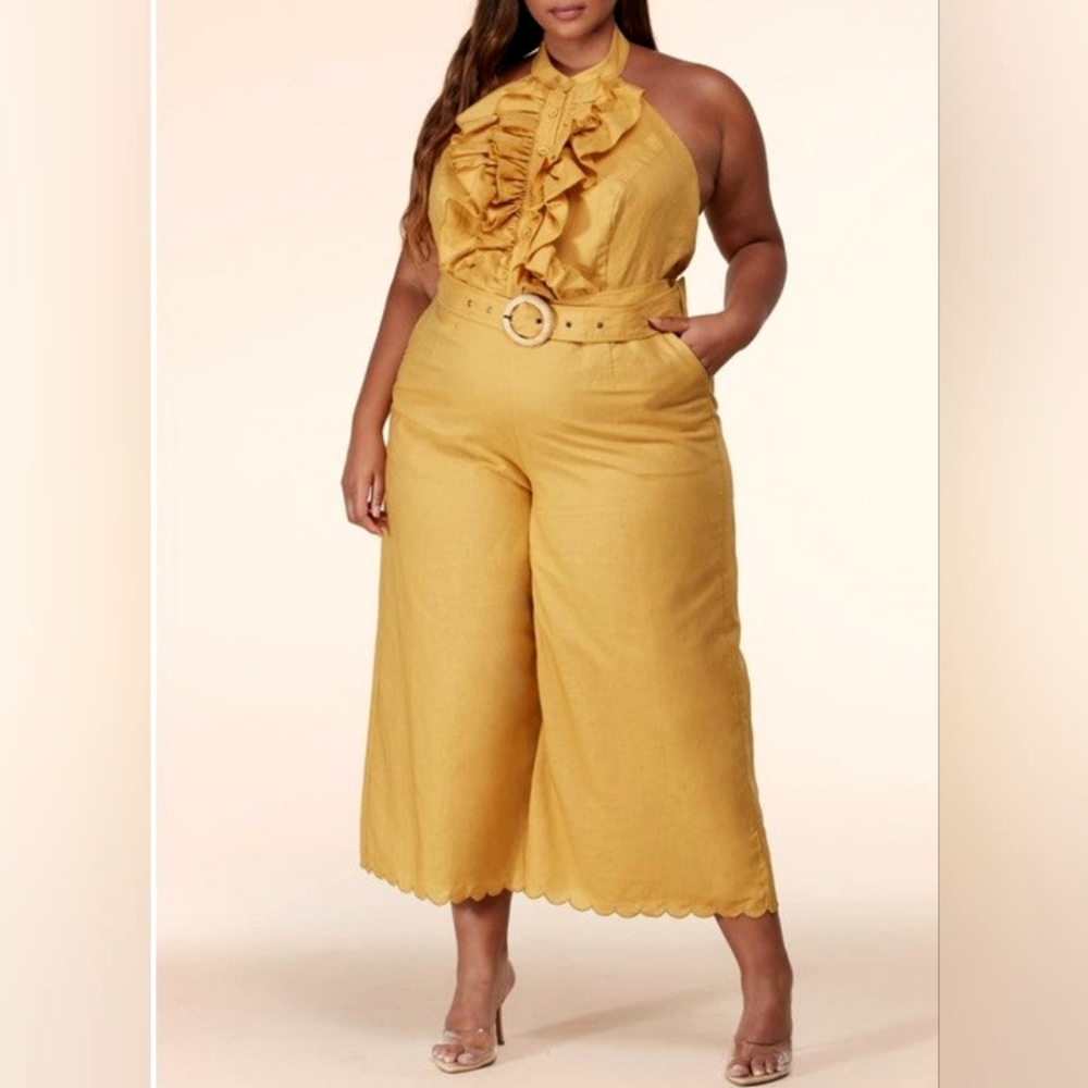 Frilly Mock Neck Jumpsuit